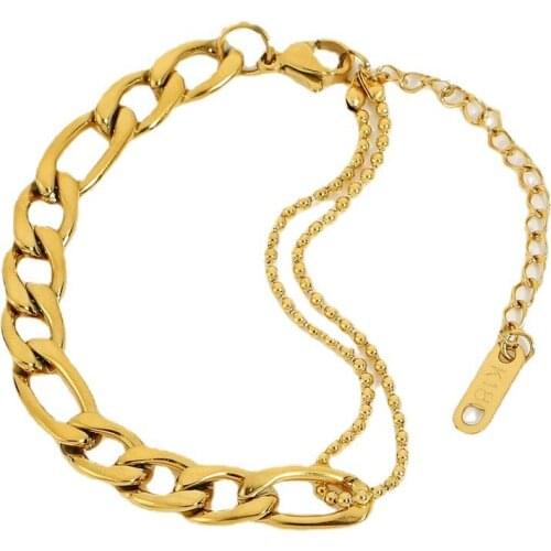 New Arrival Gold Plated Stainless Steel Figaro Chain Bracelet