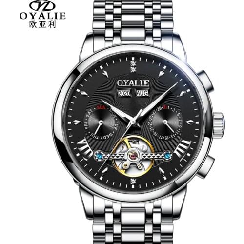 OYALIE Men Mechanical Fahsion Wristwatch Stainless Steel Watch Top Brand Sapphire Glass Men Watches reloj hombre