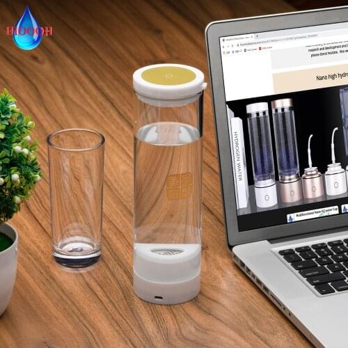 600ML Rechargeable Alkaline H2 Ionizer Bottle Super Antioxidan Hydrogen Rich Water Generator DuPont N117 Electrolysis Glass Cup