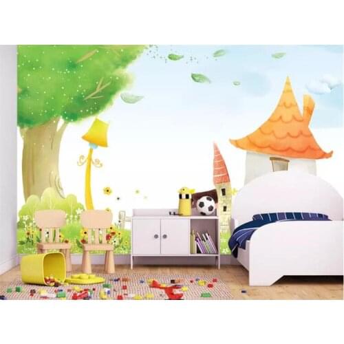 Custom Photo Wallpaper Pastoral Hand Painted Child Cartoon Castle Childrens Room Bedroom Background Wall Decor Mural Paintings