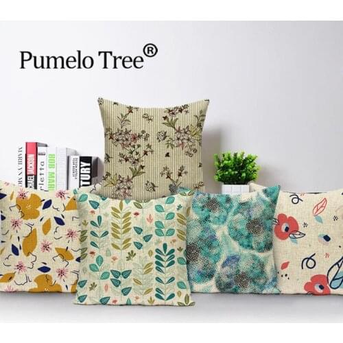 Shabby Chic Flower Throw Pillow Cases Vintage Tropical Decorative Cushion Cover Spring Plant Linen Home Decor Sofa Pillow Covers