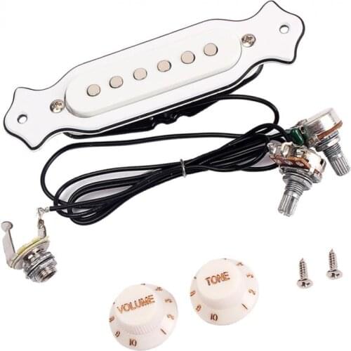Prewired Wiring Harness Soundhole Pickup for Folk Acoustic Guitar Part White