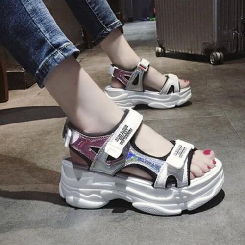 Casual Fashion Platform Ladies Sports Sandals Summer College Wind Trend Velcro Roman Leisure Beach Large Size 35-40