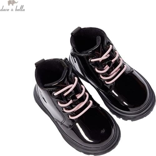 DB19319 Dave Bella winter unisex fashion solid boots children leather shoes kids girls boys high quality boots leather shoes