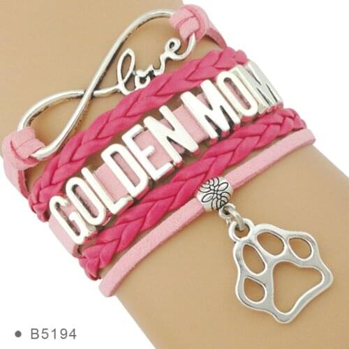Silver Infinity Love Dog Bulldog Australian Shepherd Golden Retriever Mom Cocker Spaniel Schnauzer Dog Mom Bracelets for Women