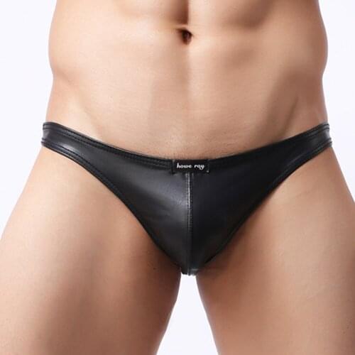 Stylish Bar Mens Leather G-string Sexy Underwear Male Black Panties Men T-back Thongs Underpant Boy Bikini Briefs Underwear
