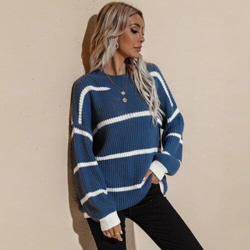 Striped Sweater Women Autumn Winter O Neck Long Sleeve Fashion Streetwear Pullover Ladies Jumpers Casual Oversize Sweaters 2021