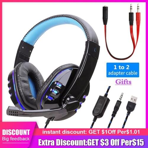 SY733MV High quality Gaming headset with blue LED mic Headphones stereo subwoofer music Cascos suitable for PC XBOX 3.5 mm jack