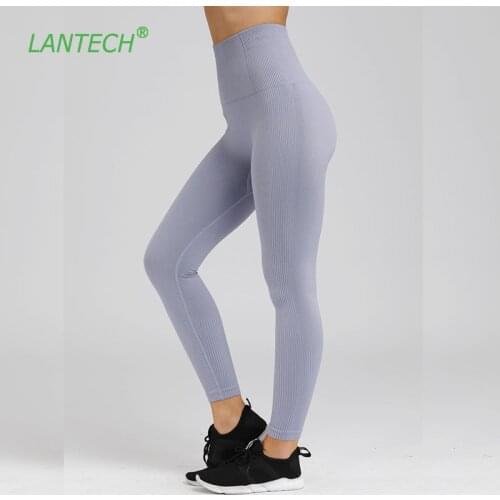 LANTECH Women Sports Pants Gym Yoga Tummy Control Seamless POWER DOWN Super Stretchy High Waist Fitness Leggings Running Pants