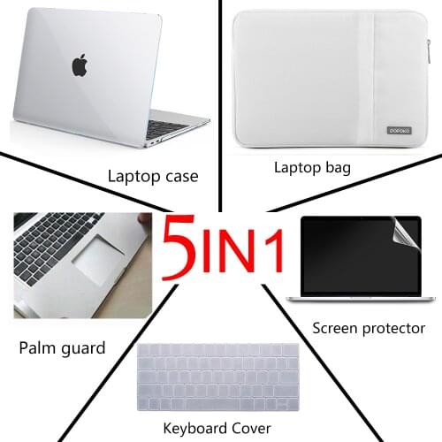 5 in 1 Notebook Bag Hard case+Sleeve Bag+keyboard cover+Screen protector For Macbook Air Pro Retina Touch Bar 11 12 13 15 inch