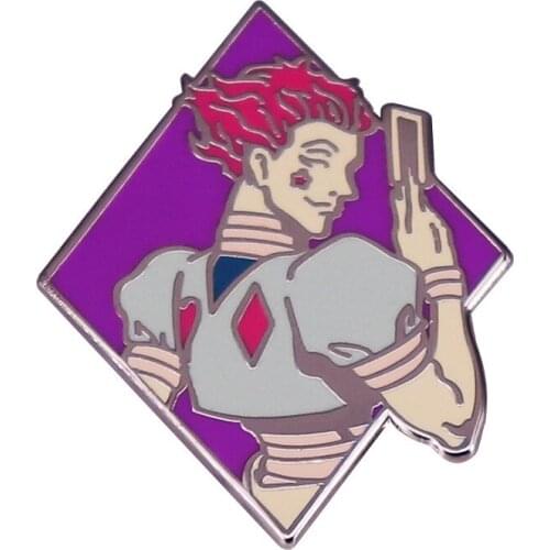 1 Pcs Kawaii Anime Hunter X Hunter Hisoka Enamel Brooch Pins Magician Metal Badges for Backpack Clothing Bag Figure Toys Gifts