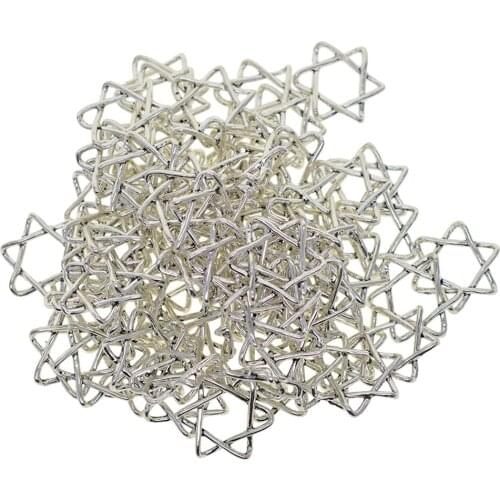 100Pcs Tibetan Silver Alloy Charms Star of David Hexagonal Pendants DIY Findings