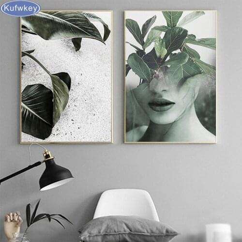 2pcs/set,Green decor,Leaf Girl,5D DIY Diamond Painting,Full Square Diamond Cross Stitch,Rhinestone Mosaic Painting