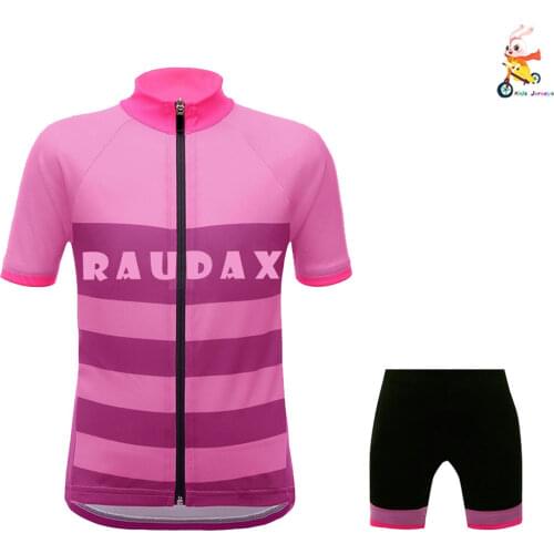 2021 Kids Breathable Cycling Jersey Set Shorts Boys and Girls Summer Bicycle Wear Green and Pink Children Bike Clothing