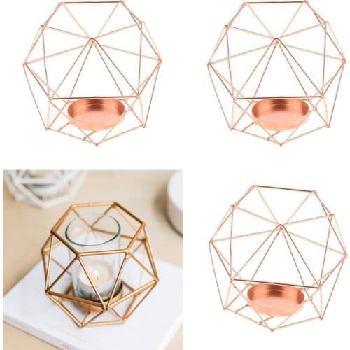 3Pcs Nordic Style Wedding Kitchen Dining Mood Tealight Holder Candlestick 3D Candle Holder Rose Gold High Quality