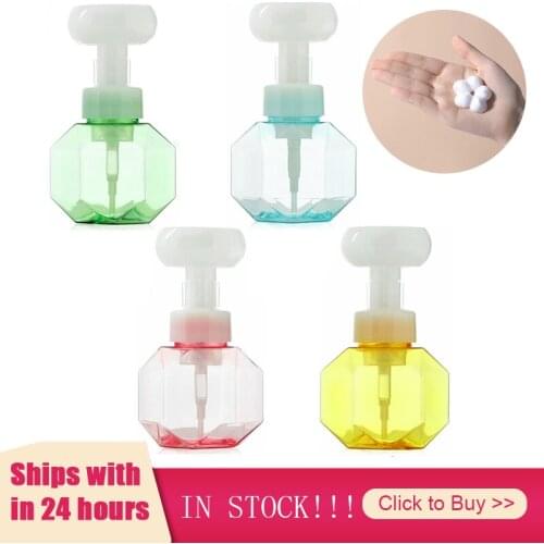 300ML Liquid Soap Dispenser Flower Shape Foam Empty Bottle Clear Plastic Bottle Foam Shower Gel Pump Bottle Bathroom Bottle