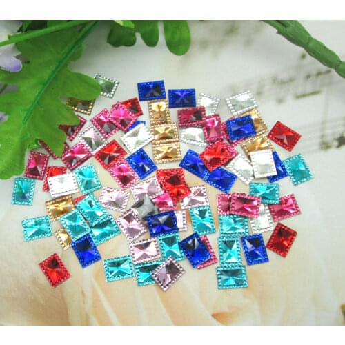 300Pcs Mixed 9x12mm Rectangle Dot Resin Decoration Crafts Beads Flatback Cabochon Scrapbook DIY Embellishments Accessories