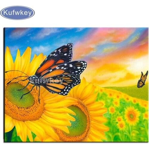 5D DIY Diamond Painting Cross Stitch Full Round/square Drill Sunflower Butterfly Art Diamond Embroidery Kit Rhinestones