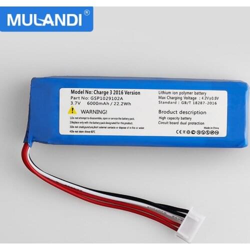 3.7V 6000mAh Battery Bateria GSP1029102A for JBL Charge 3 with feel tools