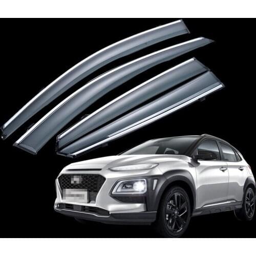 Car Sticker Cover Frame Window Glass Wind Visor Rain/Sun Guard Trim 4pcs For Hyundai Kona Encino Kauai 2017 2018 2019 2020