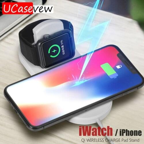 2 in 1 Watch Wireless Charger Pad Stand for iWatch Series 2 3 4 10W Fast Wireless Charging for Samsung iPhone Xs X 11 Pro 8 Plus