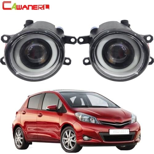 Cawanerl For Toyota Yaris Hatchback 2006-2014 Car LED Fog Light Angel Eye Daytime Running Light DRL 30W H11 White 12V 2 Pieces