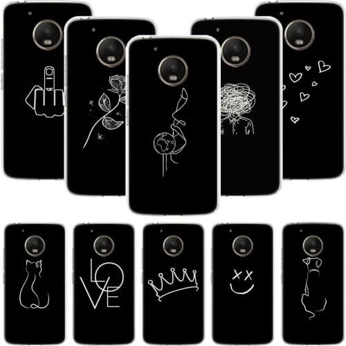 Abstract Line Face Art Dark Phone Case For Motorola Moto G9 G8 G7 G6 G5 E6 E5 E4 Plus Play Power One Action Macro Coque Cover Ca
