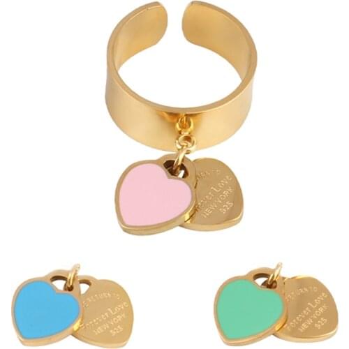 Women’s Stainless Steel Rings For Women Geometric Open Finger Rings Love Heart Charm Rings Trendy Female Ring Rings Jewelry