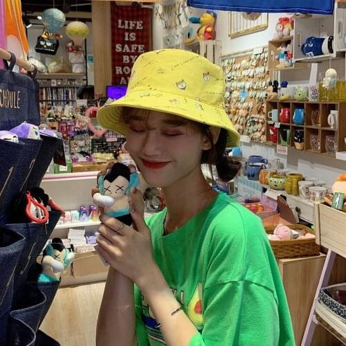 LDSLYJR Cotton Double sided cartoon dog print Bucket Hat Fisherman Hat outdoor travel hat Sun Cap hats for Men and Women 261