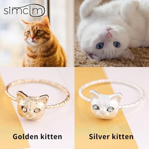 Silver Color Cat Finger Ring Cute Fashion Vintage Jewelry Ring for Women Young Girl Child Personality Christmas Gift Wholesale