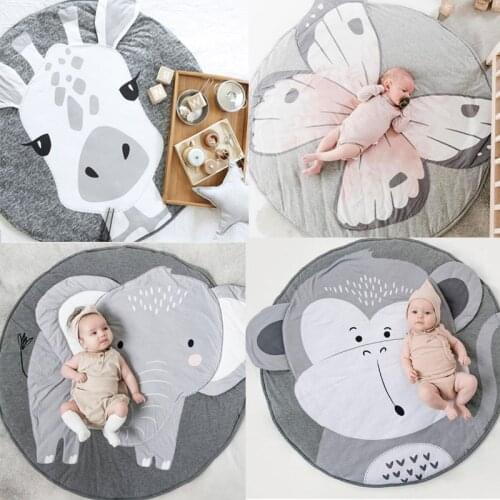 Cartoon Animals Elephant Play Mat Pad For Newborn Baby Crawling Carpet Floor Rug Photo Props Soft Cotton Blanket Room Decoration