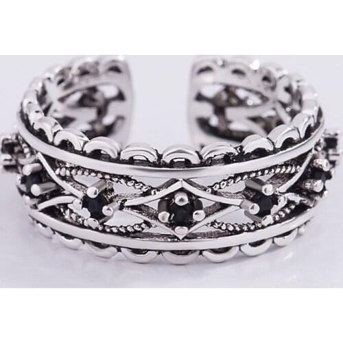 Summer Vintage Black Zircon Rings For Women Boho Geometric Female Finger Rings Party Bohemian Jewelry Korean Gift