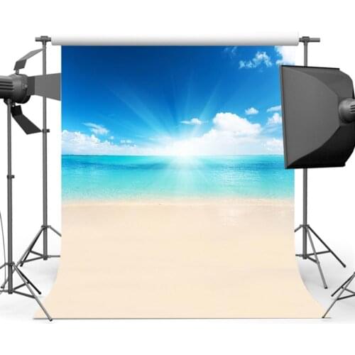 MOCSICKASummer Sandy Beach Photography Background Blue Sky Sea Backdrop for Photo Studio S-549