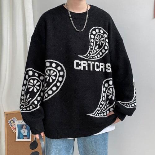 INXYZ New Men Style Fashion Knitted Sweater Letter Pattern Casual Oversize Pullovers Women Warm Sweater Autumn Winter All-match