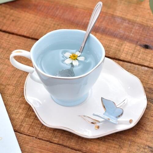Cartoons Ceramics Cup Saucer Creativity Modern Manual Bone China Coffee Cup Reuseable Eco Friendly Tazzine Caffe Dining EK50BD