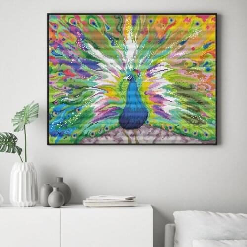 The Peacock Spreads Its Tail Paintings Cross Stitch Kit Counted Printed Canvas 14CT 11CT DMC DIY Handwork Embroidery Needlework