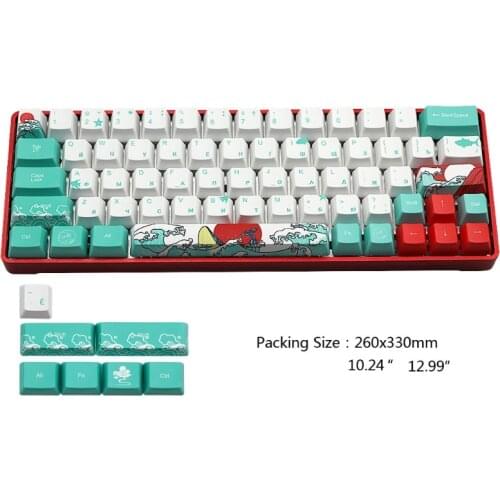 2021 New Russian Sea Coral Ukiyo-e Keycap Dye Sublimation OEM Profile For GH60 GK61 GK64