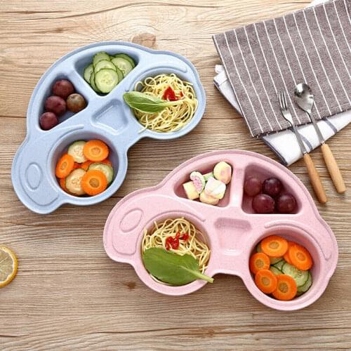 New Fashion Infant Toddler Baby Car Shape Food Cartoon Plates Cute Dinnerware Tableware Tray Dishes