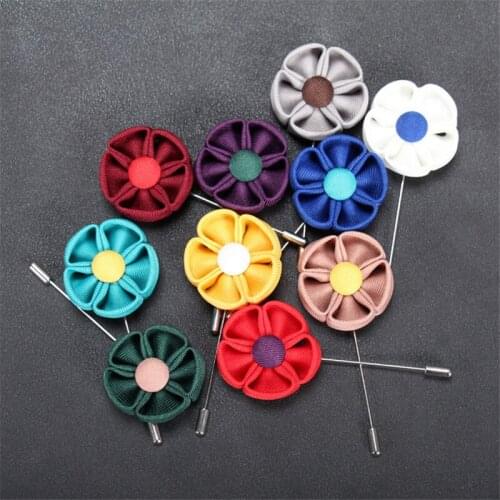 Wholesale Brooch 5Pcs/Lot Fabric Flower Brooch Pin Men Brooches And Pins For Suits Lapel Pins For Women