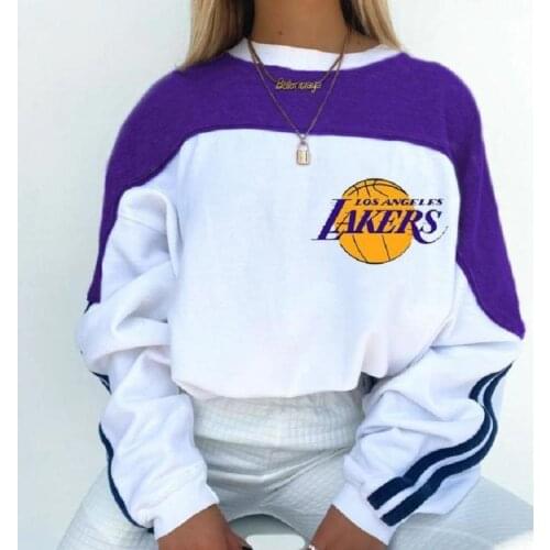 Autumn Round Neck Sweatshirt Womens Long Sleeve Splicing Casual Lettering Womens Hoodie Fashion Pullover Womens Clothing