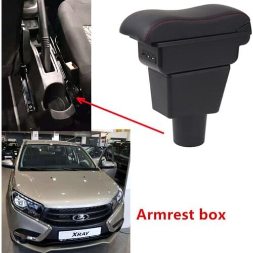 For LADA XRAY Armrest box central Store content box with cup holder ashtray with USB interface