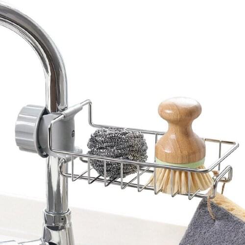Stainless Steel Hot Sink Hanging Storage Rack Holder Faucet Clip Bathroom Kitchen Dishcloth Clip Shelf Drain Dry Towel Organizer