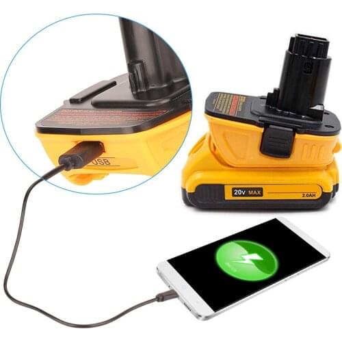 DCA1820 Battery Converter Adapter for Nickel Electric Drill and Charger 2.5A USB5V Compatible With Dewalt 20V Lithium Battery