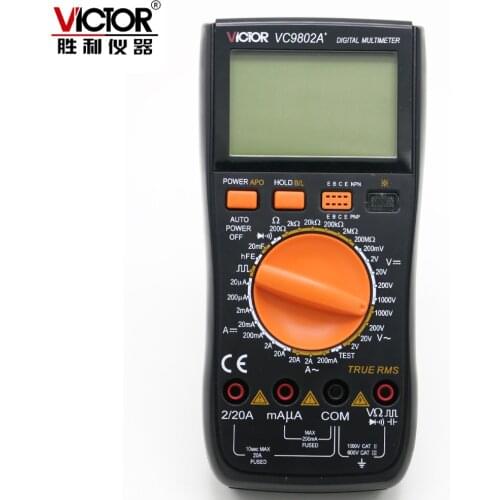 VICTOR VC9802A+ Professional Digital Multimeter AC DC Volt Capacitance Resistance Amp Multimeter