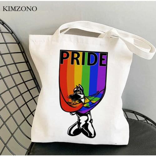 Lgbt Pride Rainbow shopping bag handbag bolso cotton jute bag bag bolsas ecologicas foldable shoping woven sac toile