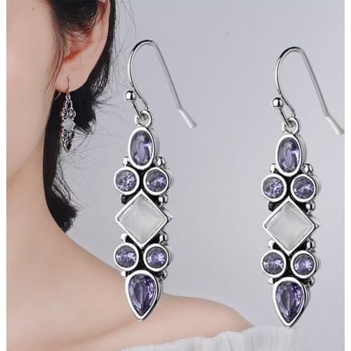 Real 925 Sterling Silver Earrings For Women Topaz Silver Water Drop Long Earrings Statement fine jewelry Wedding Birthday Gifts