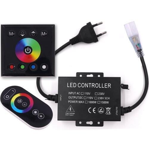 RGB Controller RF Full Touch Remote 220V 110V Touch Panel Wall Mounted Screem Switch Dimmer Control for LED Strip Neon Light