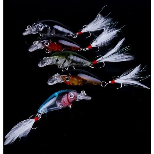 Fishing wobbler bait spin bait hard fishing bait spinner parker spin bait wobbler fishing tackle with feather hook bait