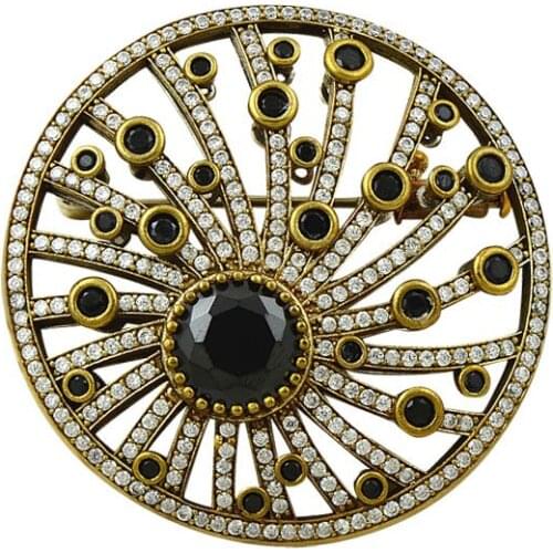 Silverlina Silver Round Authentic Pattern Brooch