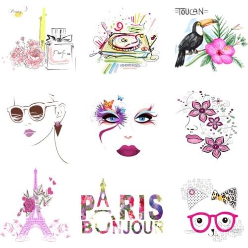 Iron on Transfer for Clothing Letter Patches Thermo Stickers Diy Flower Patch Pvc Textile Vinyl Stripes Appliques for Clothes C